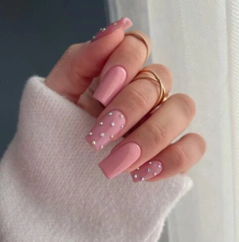 376 Gel Polish Semilac Shimmer Stone Pink Diamond 7ml - Image 2